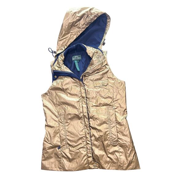Lauren Ralph Lauren- Active- Gold Metallic Navy Blue- with detachable hood Small - Picture 9 of 9